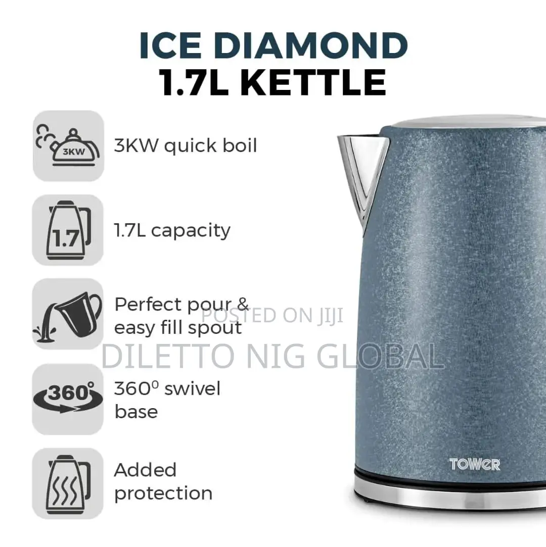 Tower Ice Diamond Kettle With Rapid Boil Technology, 3KW