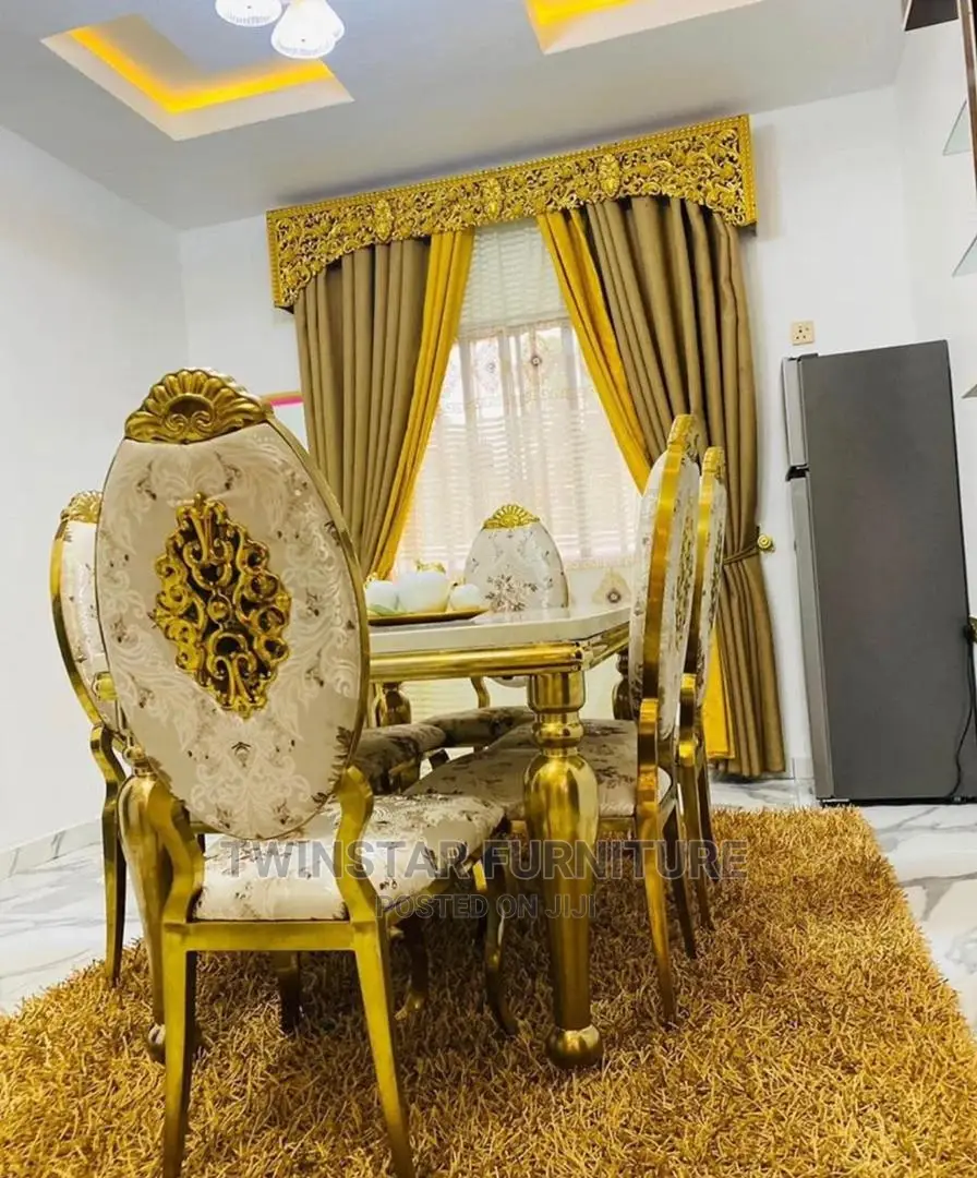 New Modern Marble Top 6 Chairs Dinning Table Set