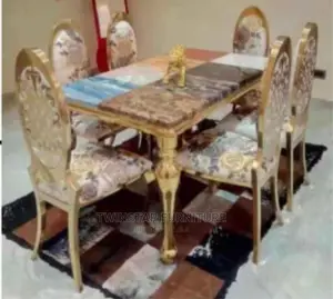 New Modern Marble Top 6 Chairs Dinning Table Set