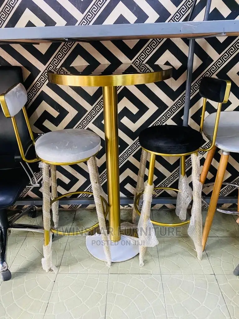 New Modern Golden Frame High Bar Stools With Back Rest