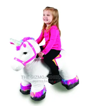 6 Volt Stable Buddies Willow Unicorn Plush Ride-on by Dynacr