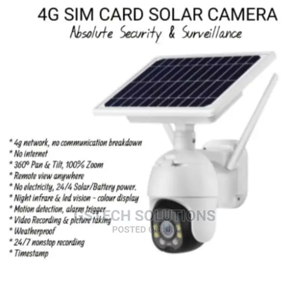 Solar Intelligent PTZ Camera With Sim and Memory Card Slot