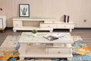 Adjustable Tv Stand With Its Tableand Several Storage Spaces