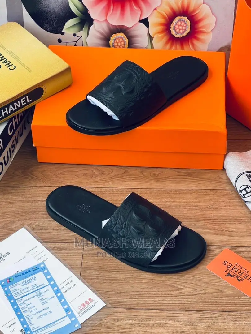 Quality Hermes Leather Slipers