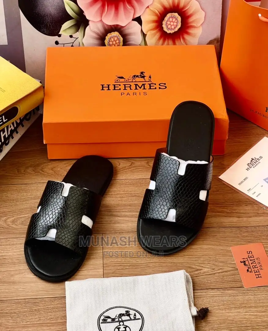 Quality Hermes Leather Slipers