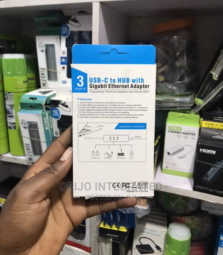 Type C USB to Hub With Gigabit Ethernet Adapter