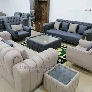 Set of Beautiful Sofa With Center Table and Puff