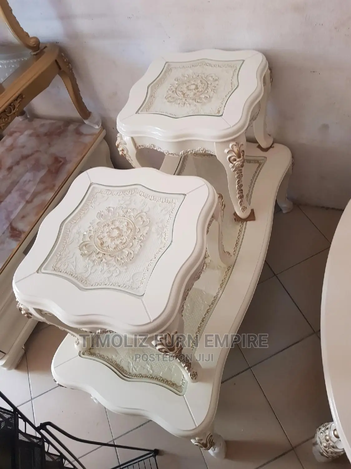 Royal Design Center Table With Two Sides Stools, Very Unique