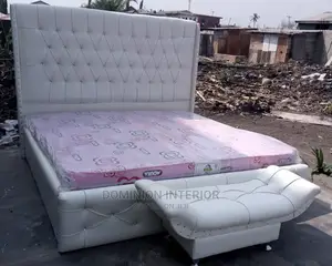 Luxury 6 X 6 High Back Rest Leather Padded Bedframe
