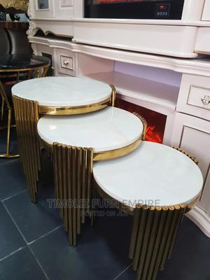 Three-in-One Marble Top Extendable Side Tables