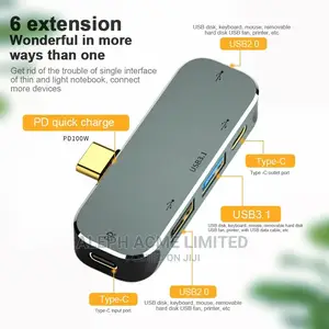 6 in 1 Multiport Cordless Macbook Type C Adapter