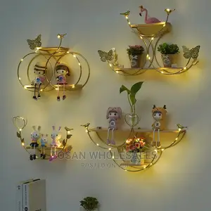 Double Butterfly Wall Shelf With Light