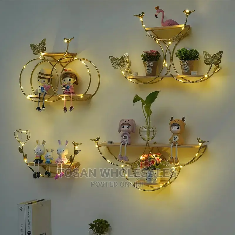 Double Butterfly Wall Shelf With Light