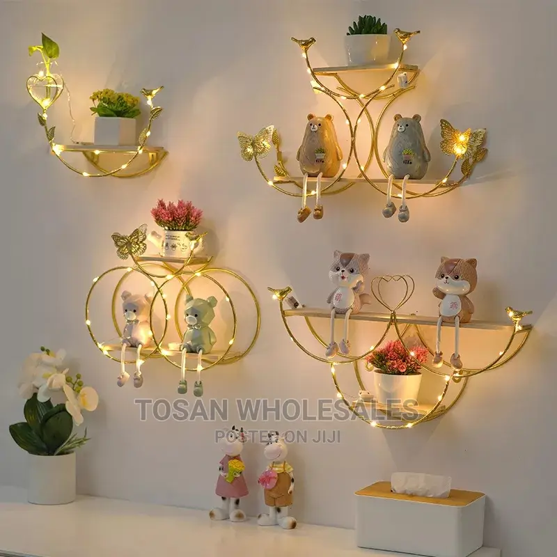 Double Butterfly Wall Shelf With Light