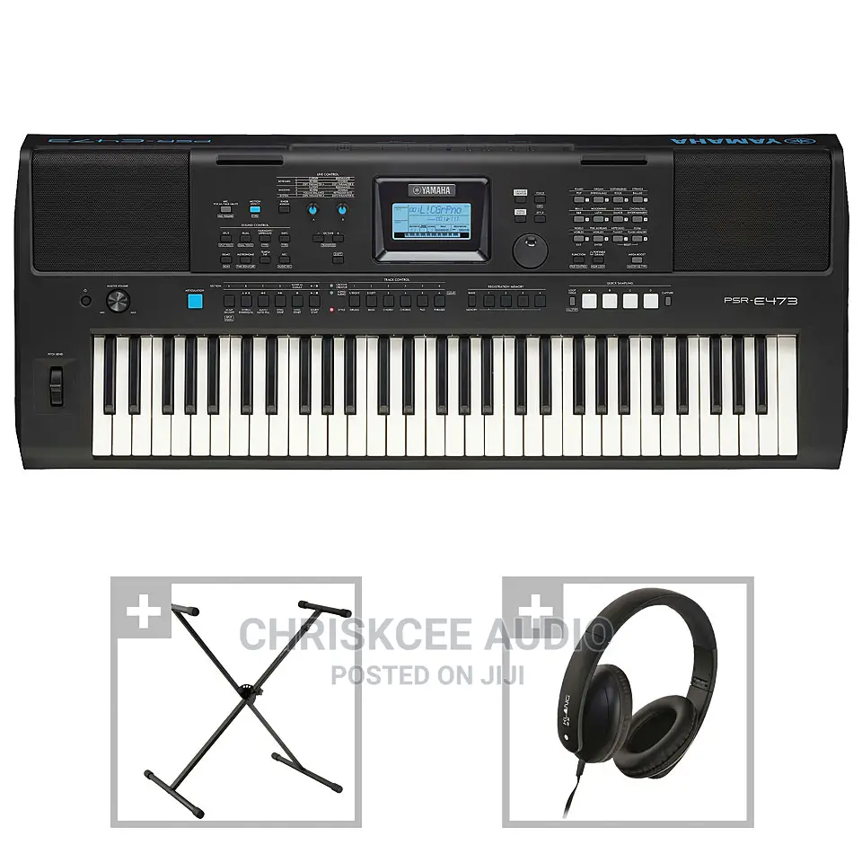 Yamaha PSR-E473 Keyboard With Headphone and Keyboard Stand