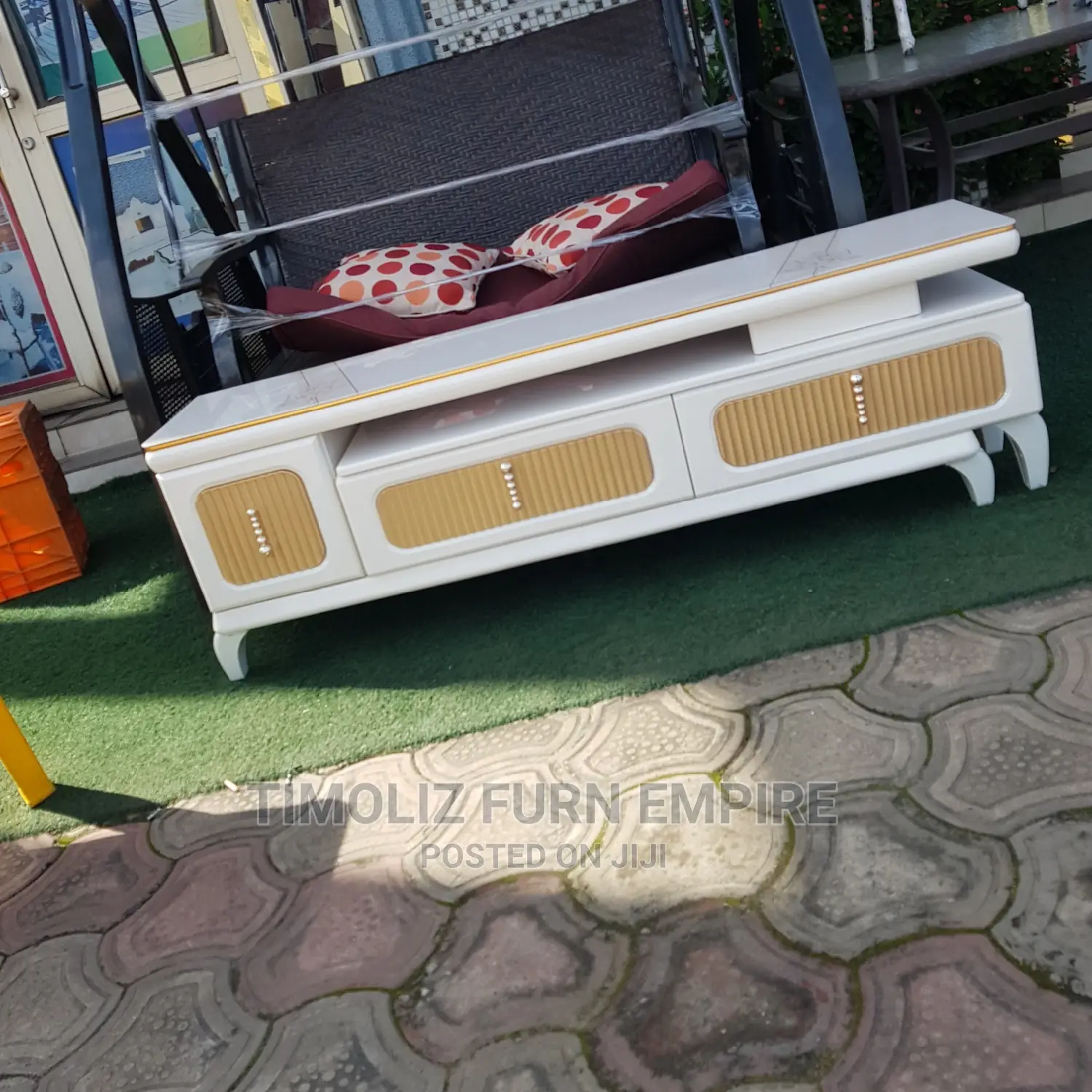 Classic Adjustable Tv Stand With Storage Spaces.