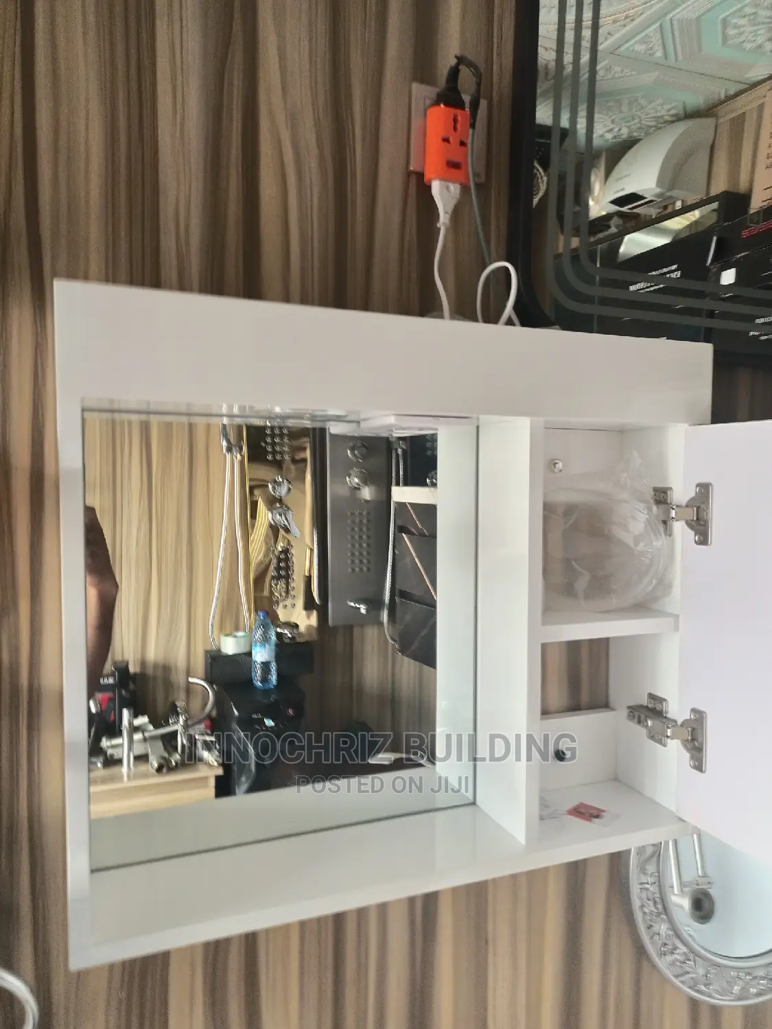 White Cabinet And Mirror