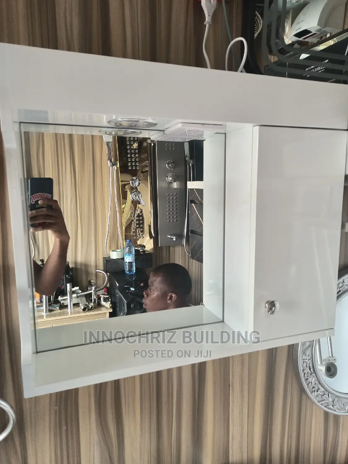 White Cabinet And Mirror