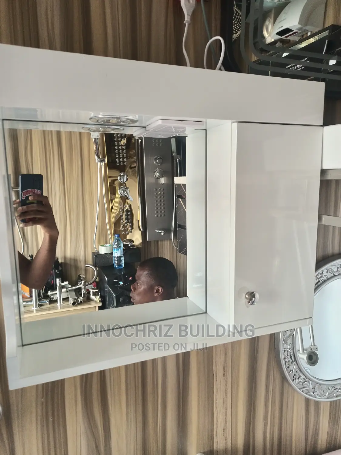 White Cabinet And Mirror