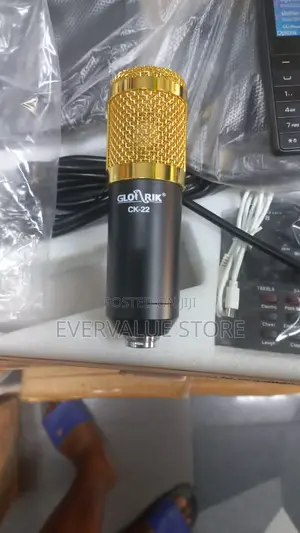 Studio Condenser Microphone With Soundcard Pop Filter