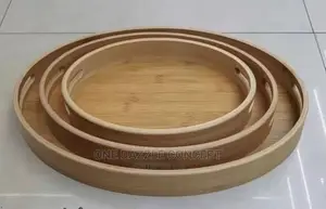3 Pcs Oval Wooden Tray