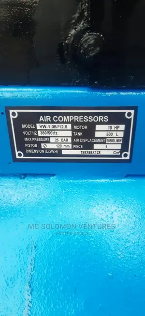 10hp Air Compressor 500litre 25bar High Pressure