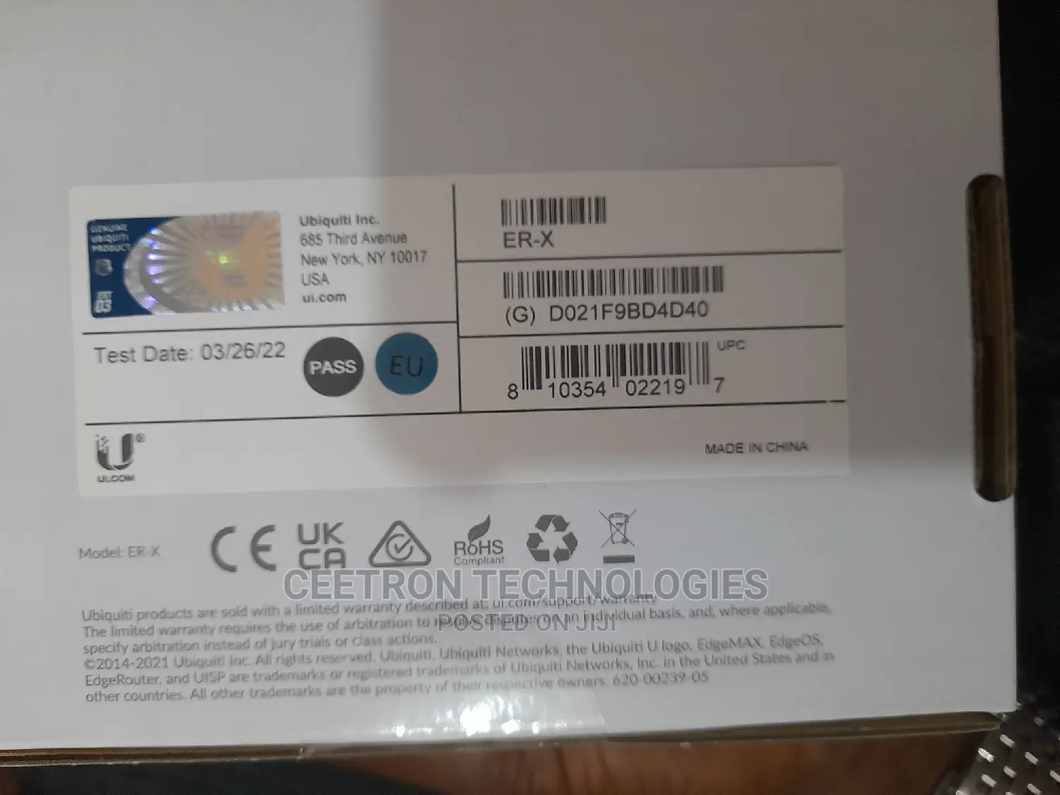 UBIQUITI:ER-X Edgerouter X, 5-Port Single Passive Poe