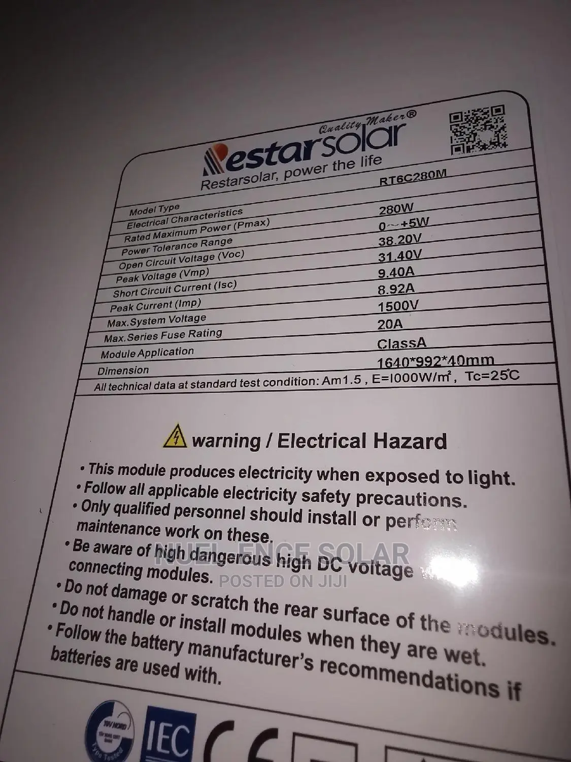 280w Mono Panels Restarsolar