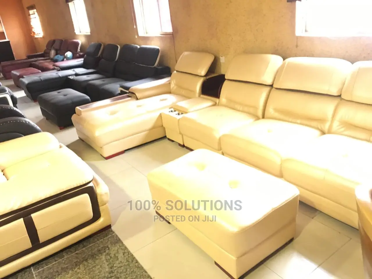 Standard L-Shape Leather Sofa Set for Sale