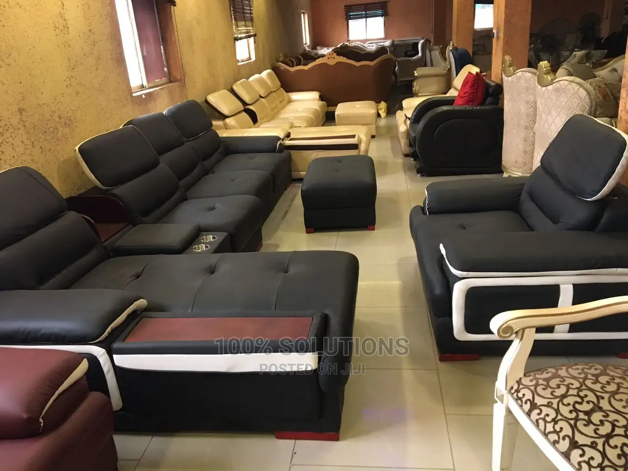 Standard L-Shape Leather Sofa Set for Sale