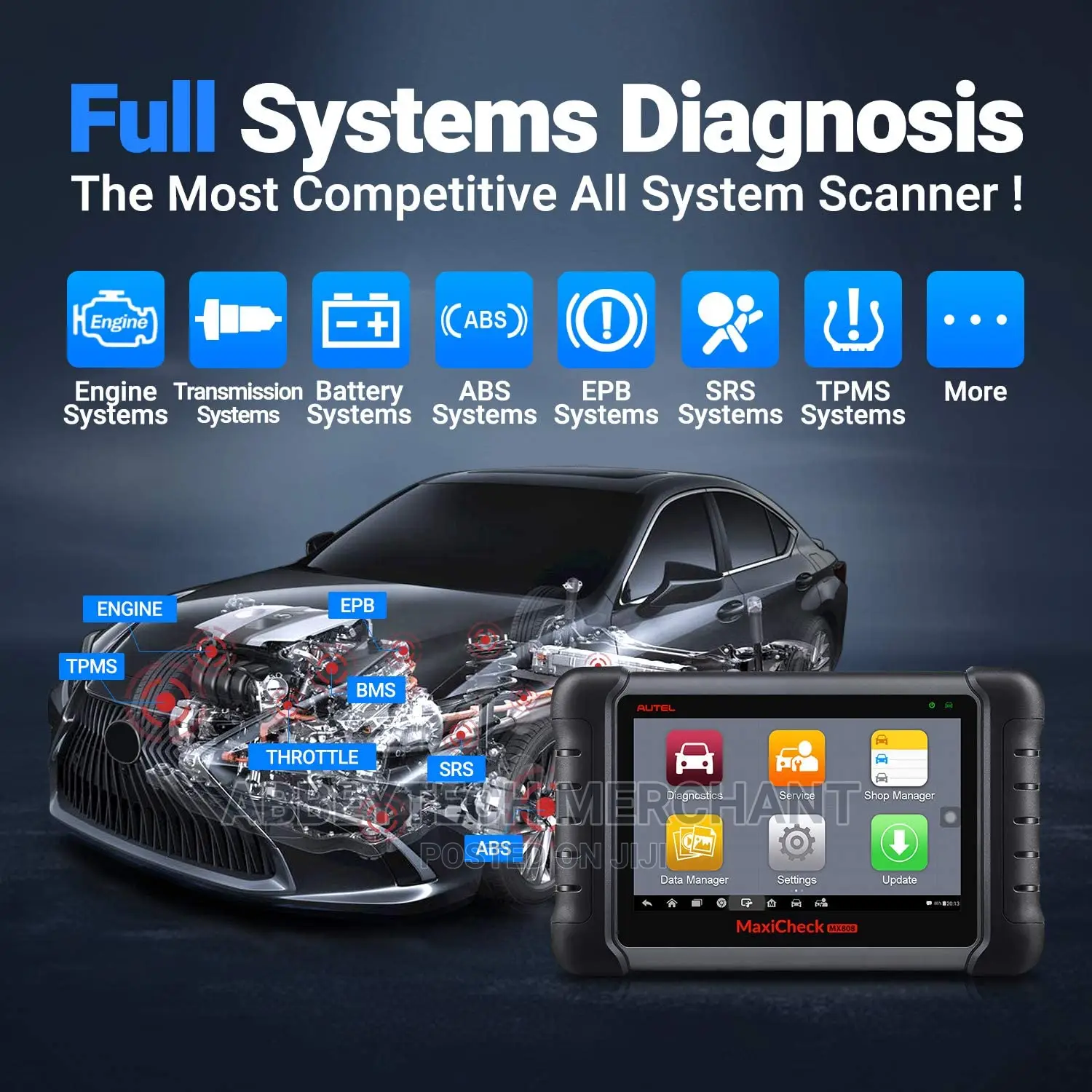 Autel Mx808s Professional Scanner With Benz 38pin Socket