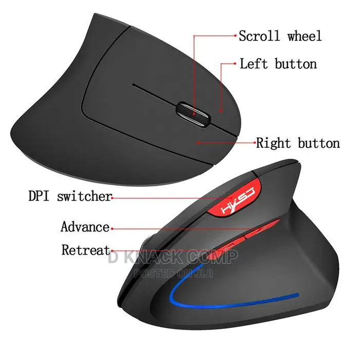 Wireless Mouse Vertical Mice Ergonomic Rechargeable 3 Dpi